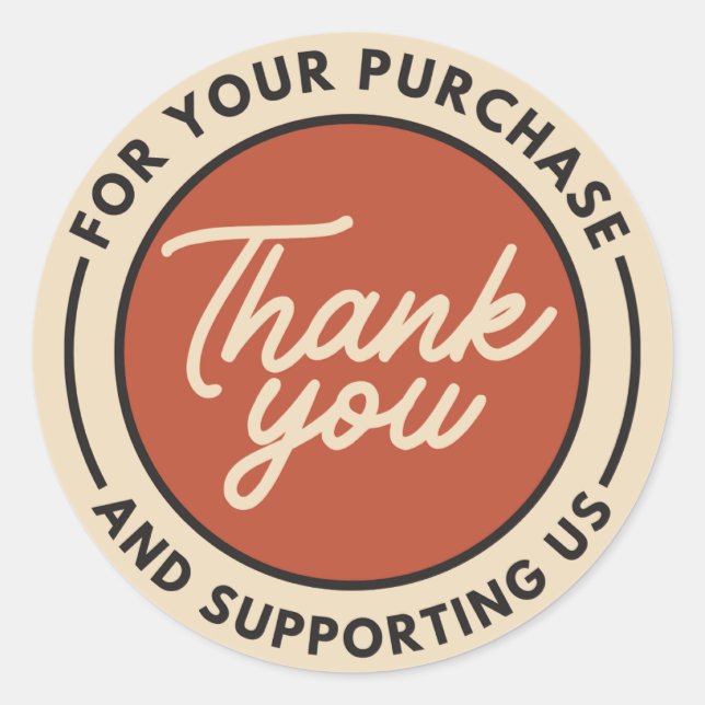 Thank you Beige red Classic Round Sticker (Front)