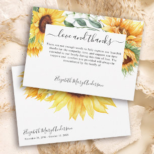 Thank You Bereavement Sunflower Floral Memorial Card