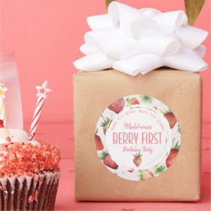 Thank You Berry Much 1st Berry First Birthday Classic Round Sticker