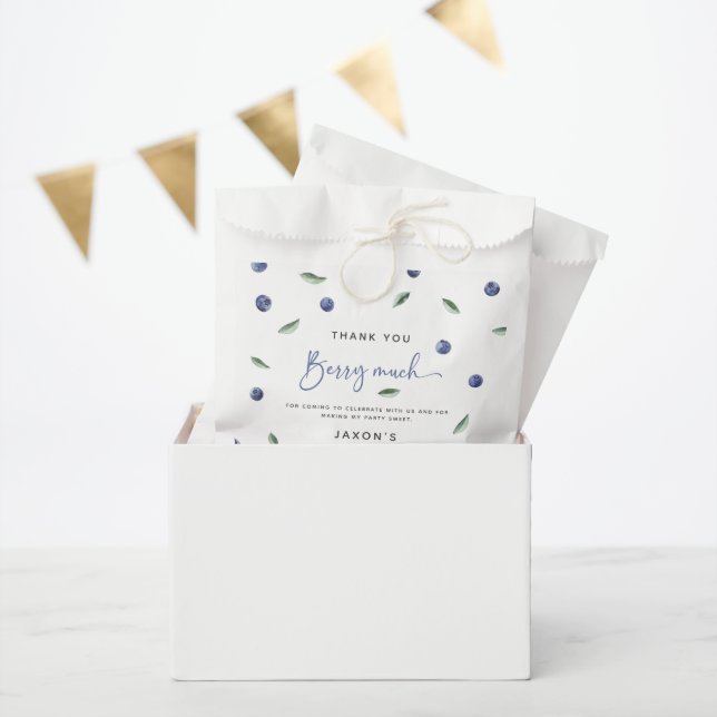 Thank You 'Berry Much' Blueberry 1st Birthday Favour Bags (Party)