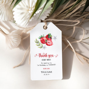 Thank You 'Berry Much' Strawberry 1st Birthday Gift Tags