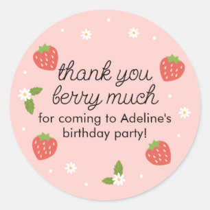 Thank You Berry Much Strawberry Birthday Classic Round Sticker
