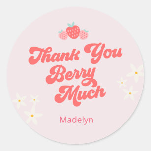 Thank You Berry Much Strawberry Pink Classic Round Classic Round Sticker