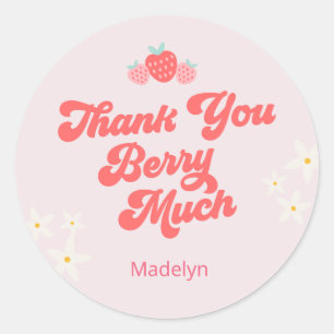 Thank You Berry Much Strawberry Pink Classic Round Classic Round Sticker