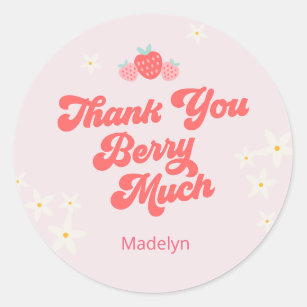 Thank You Berry Much Strawberry Pink Classic Round Sticker