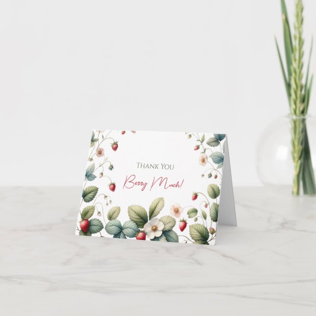 Thank You Berry Much, Strawberry Thank You Cards (Front)