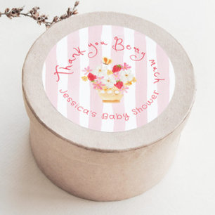 Thank you Berry Much Whimsical Baby Shower Classic Round Sticker