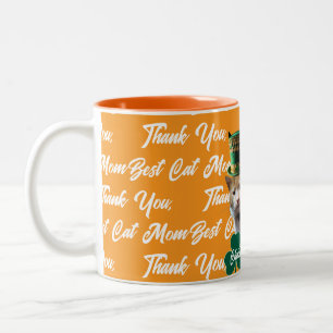 Thank You Best Cat Mom Cute Cat Leprechaun Hat, Two-Tone Coffee Mug