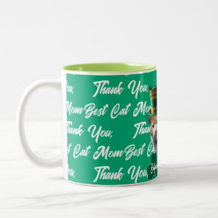 Thank You Best Cat Mum Cute Cat Leprechaun Hat, Two-Tone Coffee Mug