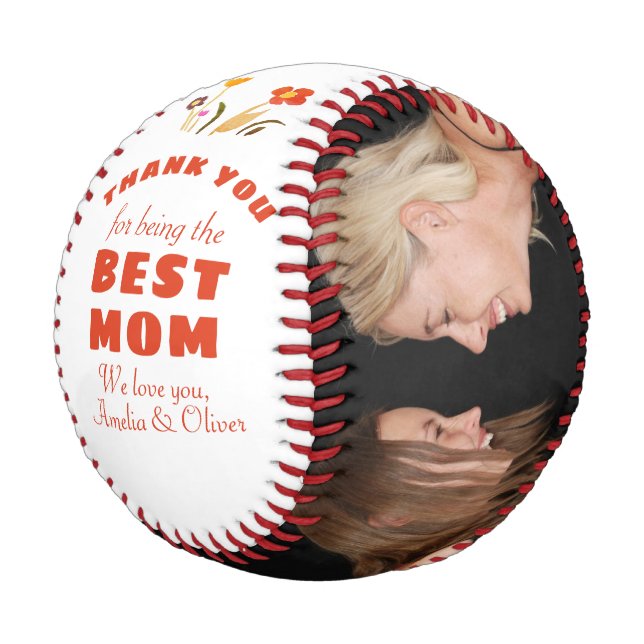 Thank you Best Mum Flower Mother`s Day Photo Baseball (Angled)