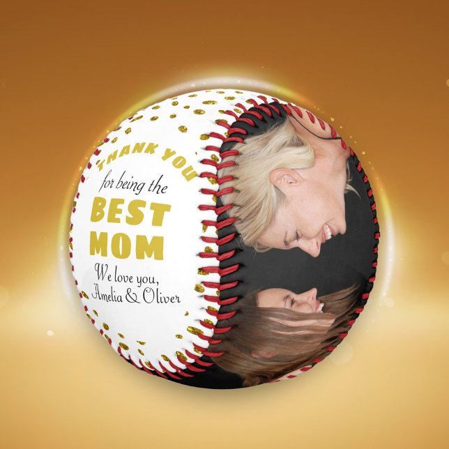 Thank you Best Mum Gold Glitter Mother`s Day Photo Baseball (Creator Uploaded)