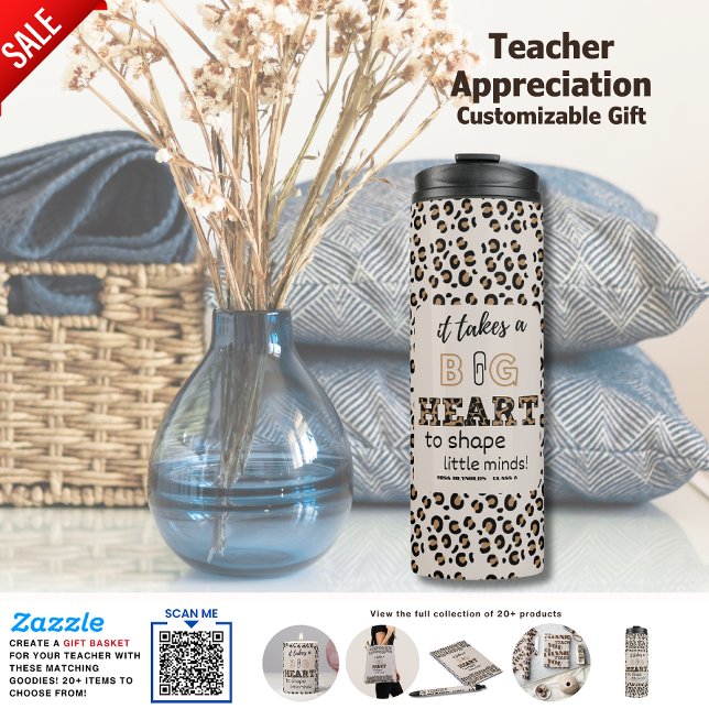 Thank You Best Teacher Custom Quotes Leopard Print Thermal Tumbler (Creator Uploaded)