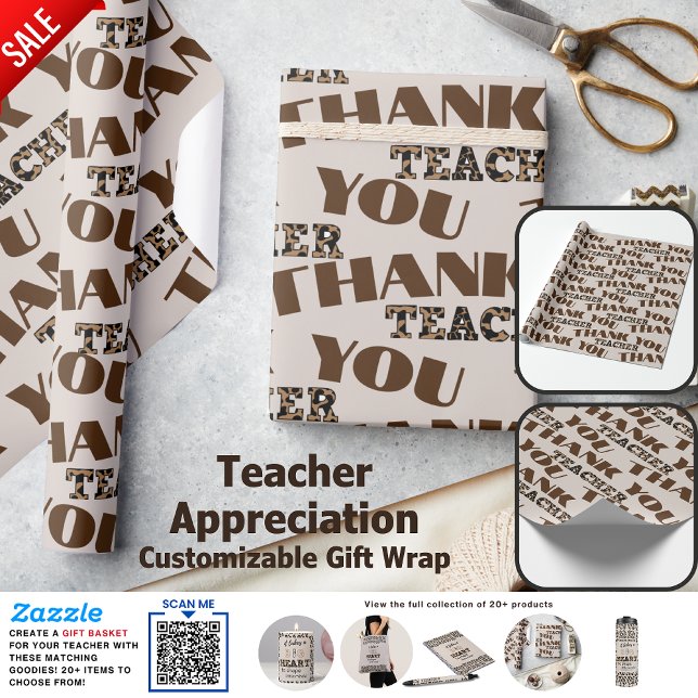 Thank You Best Teacher Custom Quotes Leopard Print Wrapping Paper (Creator Uploaded)