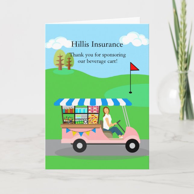 Thank You Beverage Cart Sponsor Golf Course Card (Front)