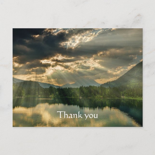 Thank you Bible Scripture Sunrise Breaking Lake Postcard (Front)
