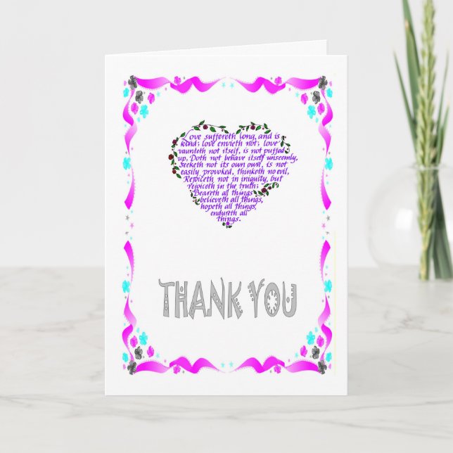 Thank you - Bible verse, lilac heart Card (Front)
