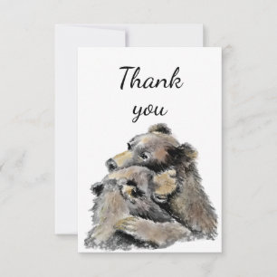 Thank You Big Bear Hug Watercolor Bears Card