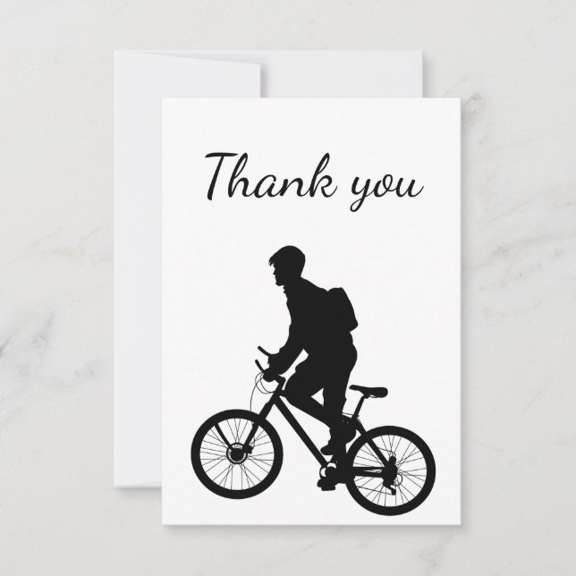 Thank You  Bike Biking Cycling Biker Silhouette Card (Front)