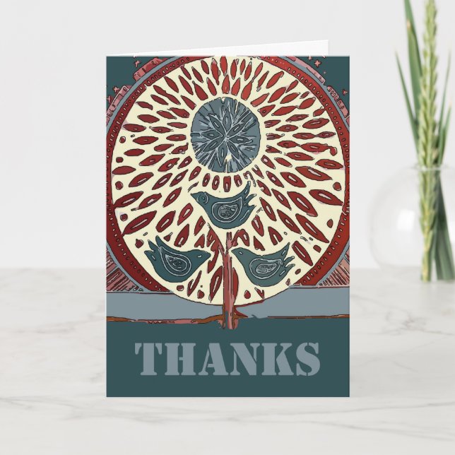 Thank You Birds in Tree Card (Front)