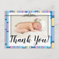 Thank You Birth Annoucement One Photo Pastels