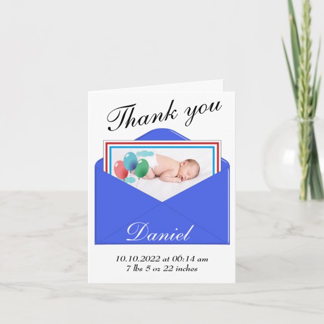Thank you Birth Announcement photo card (Front)