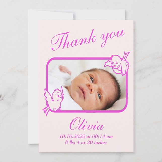 Thank you Birth Announcement photo card (Front)