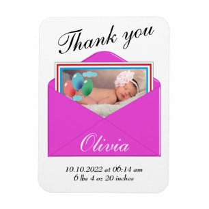 Thank you Birth Announcement photo card Magnet