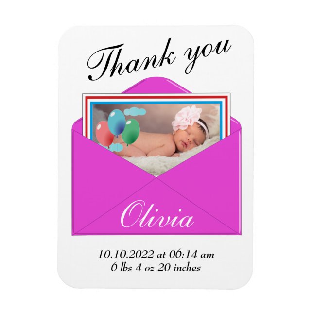 Thank you Birth Announcement photo card Magnet (Vertical)