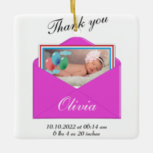 Thank you Birth Announcement photo Ceramic Ornament