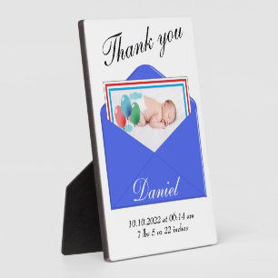 Thank you Birth Announcement photo Plaque