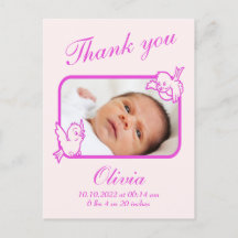 Thank you Birth Announcement photo postcard