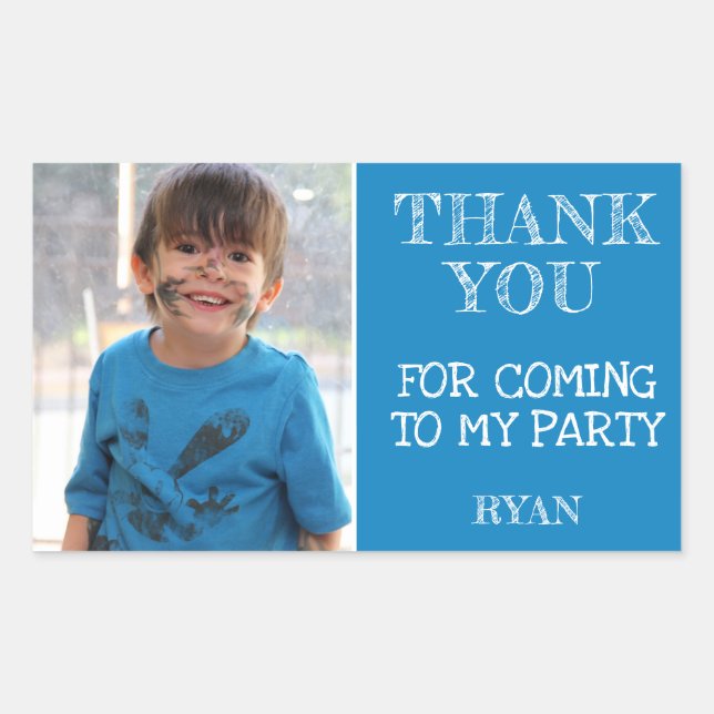 Thank you Birthday Boy Photo Rectangular Sticker (Front)