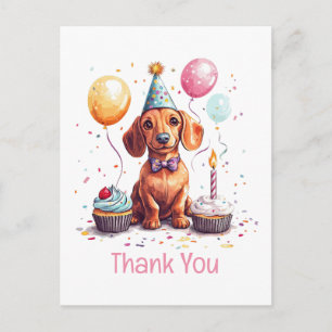 Thank You Birthday Dachshund Dog Postcard