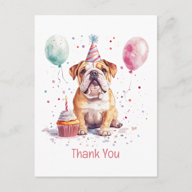 Thank You Birthday English Bulldog Postcard (Front)