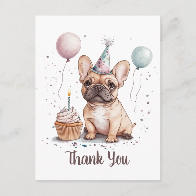 Thank You Birthday French Bulldog Postcard (Front)