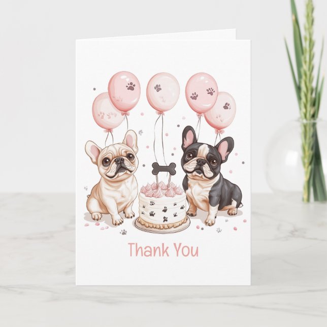 Thank You Birthday French Bulldogs Birthday Cake (Front)