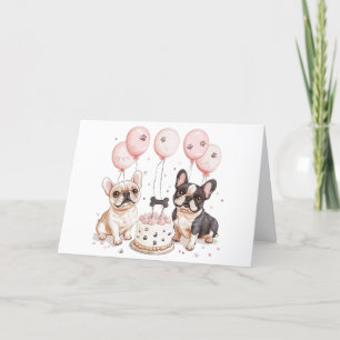 Thank You Birthday French Bulldogs Birthday Cake Card