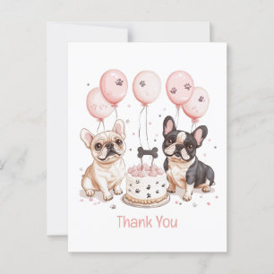 Thank You Birthday French Bulldogs Birthday Cake Postcard