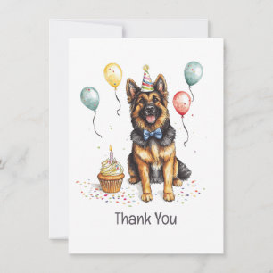 Thank You Birthday German Shepherd Dog Card