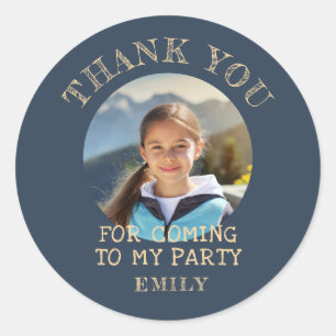 Thank you Birthday Girl Photo Classic Round Sticker