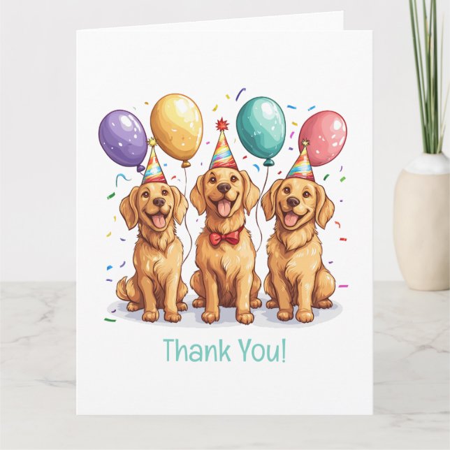 Thank You Birthday Golden Retriever Dogs (Front)