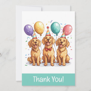 Thank You Birthday Golden Retriever Dogs Card