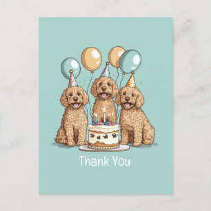 Thank You Birthday Goldendoodle Dogs Postcard