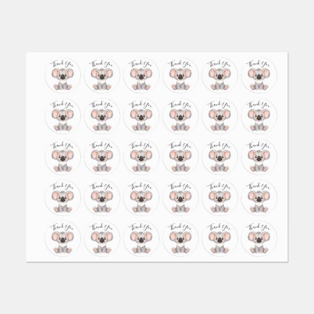 thank you birthday koala label (Sheet)