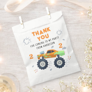 Thank You Birthday Modern Monster Car Trucks Name  Favour Bags