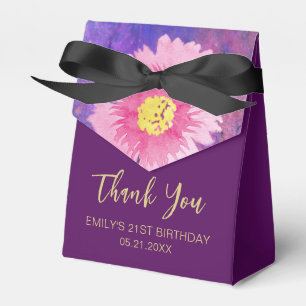 Thank You Birthday Modern Pink Floral Favour Boxes