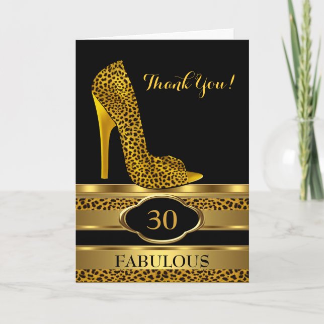 Thank You Birthday Party Celebration Leopard 2 Card (Front)