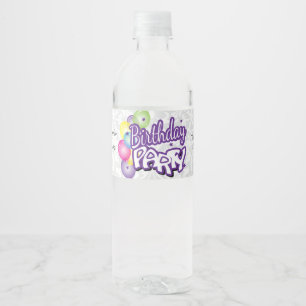 Thank you Birthday Party - Purple Water Bottle Label