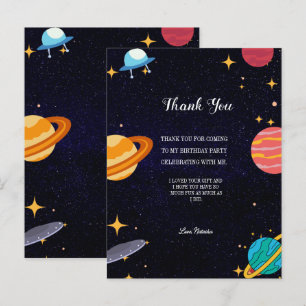 Thank you birthday party space themes  postcard