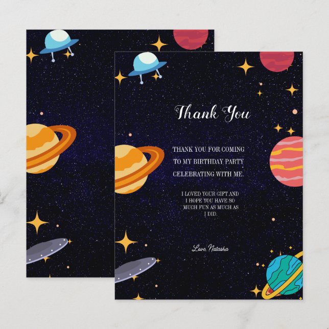 Thank you birthday party space themes  postcard (Front/Back)
